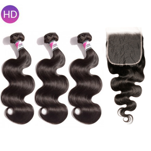 Stema Virgin Body Wave Hair With 6x6 HD & Transparent Lace Closure